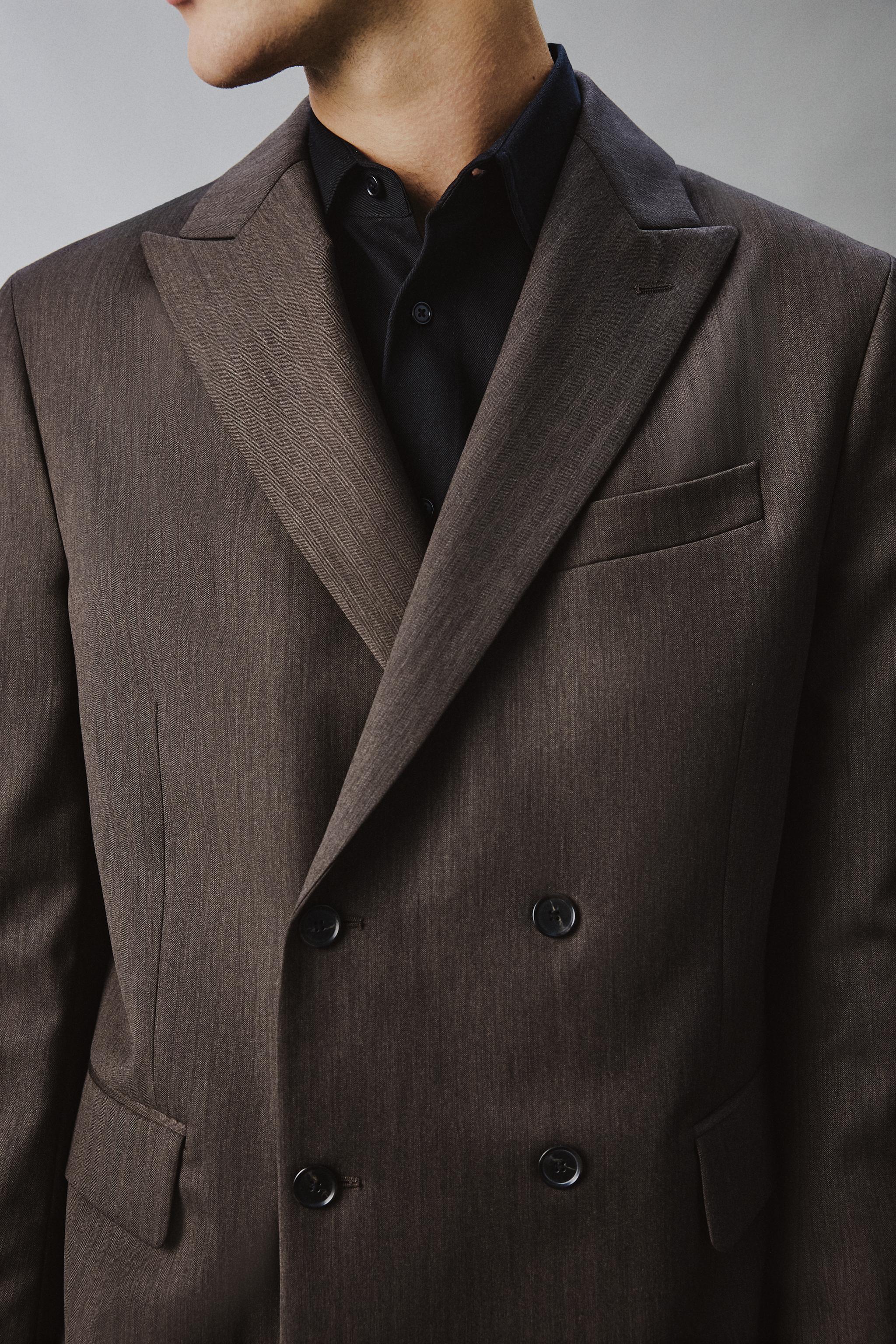 HERRINGBONE DOUBLE BREASTED SUIT JACKET